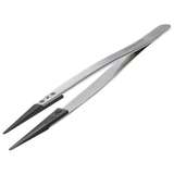 ESD Plastic Tip Tweezers, Style 2A, Carbon Fiber Tips A2ACF, Round, Flat, 5.1" redirect to product page